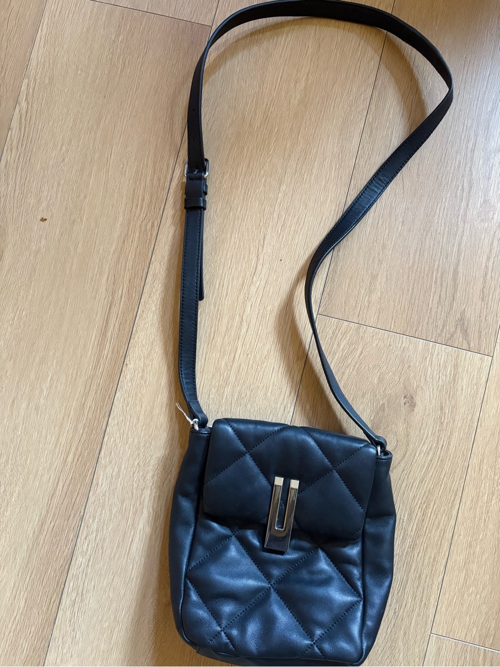Vince Camuto Quilted Black Crossbody Bag - Minimal Leather Shoulder Bag